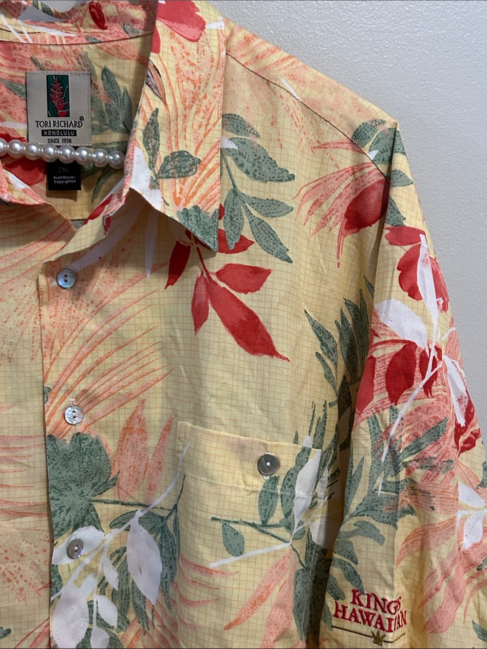 Tori Richard XXL Kings Hawaiian Viscose Aloha Shirt Yellow Floral Tropical